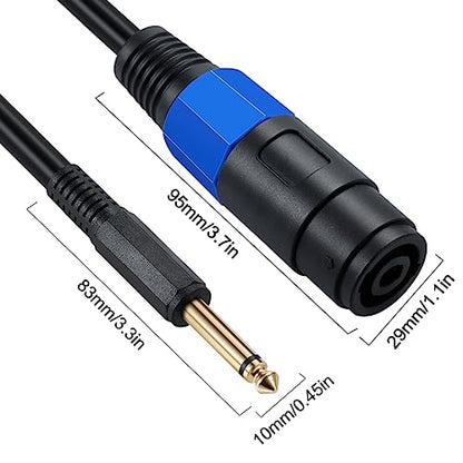 6.35mm Male TS Plug to Speakon Female Speaker Cord (50cm) | Speakon to 1/4" Mono Speaker Cable, Female Speak-on Jack to 6.35mm TS Plug for DJ/PA Speaker Cord (6.35mm Straight)