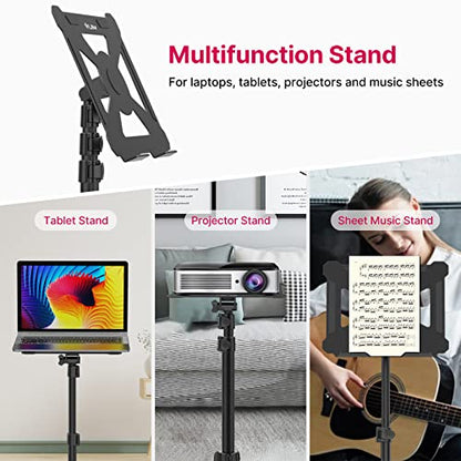 ULANZI Projector Tripod Stand, 23.6"-59" Laptop Tripod for Studio DJ Racks | DJ Racks Holder Mount with 360° Horizontal, Adjustable Height, Capacity 6.6lb for Outdoor Movies Home Office