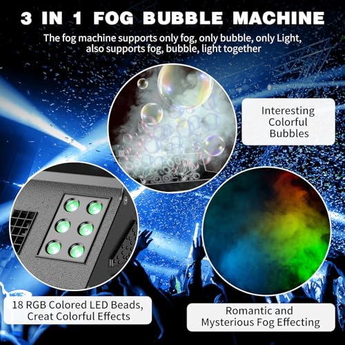 2000W 3 in 1 Fog Bubble Machine with 2 Bubble Fans - color: 1 Pack