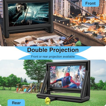 Estgora 19FT Inflatable Projector Screen for Outside, Blow Up Movie Screen Outdoor, Inflatable Movie Screen with Air Blower, Front & Rear Projection Screens for Outdoor Movie Night Backyard Pool Fun - size: 19FT