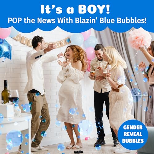 PoppinColorz Blazin' Blue Stain-Free Color Bubbles Refill, 14 oz Non Toxic Bubbles & Bubble Solution for Bubble Machines, Blasters & Guns, Kids Parties, Baby Showers & Boy Gender Reveals, Ages 3+ - color: Blue