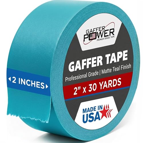 Gaffer Power Aqua Teal Gaffer Tape 2 Inch x 30 Yards, 11.5 Mil, USA Made | Heavy duty 11.5 mil matte cloth tape, no residue removal; for stage, film, photo and cables - color: Teal, size: 2 inches x 30 yards | 1 pack