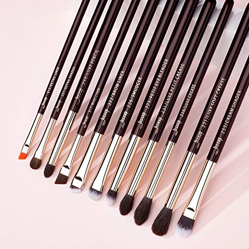 Jessup Eye Makeup Brushes Set 15 Eyeshadow, Eyeliner, Concealer Brush T284 | With Label, Soft Mixed Hair, Seamless Blending & Sharp Definition, Creates Smoky & Natural Eye Looks for Professionals - color: E-Zinfandel