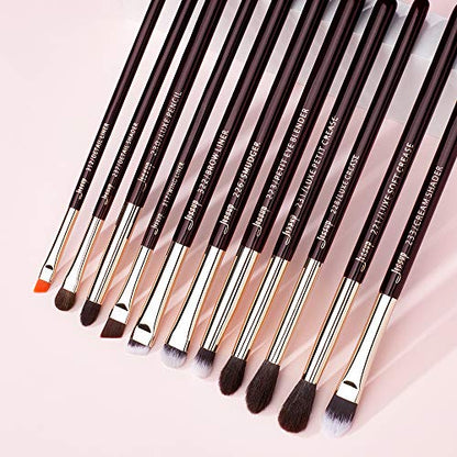 Jessup Eye Makeup Brushes Set 15 Eyeshadow, Eyeliner, Concealer Brush T284 | With Label, Soft Mixed Hair, Seamless Blending & Sharp Definition, Creates Smoky & Natural Eye Looks for Professionals - color: E-Zinfandel