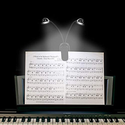 4 Pack Music Stand Lights, Eye Caring Clip-on Piano Light, USB & AAA Battery Operated, LED Book Reading Lamps, 4 Brightness, Ideal for Musician, Piano, Orchestra, Guitar, Travel (Dual Arm) - size: 4 Pack