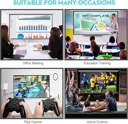 DINAH 84 Inch Electric Projector Screen with Remote | Automatic Air Indoor Drop Down, Motorized, 4K 3D HD Projection, For Movies - size: 84" Diagonal (16:9)