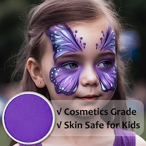 Light Purple Face Body Paint (30gm), Water Activated Face Paint Kit Safe for Kids & Adults, Safe Face Painting for Halloween Widowmaker Mermaid Ursula Cosplay Costume SFX Makeup - color: Light Purple