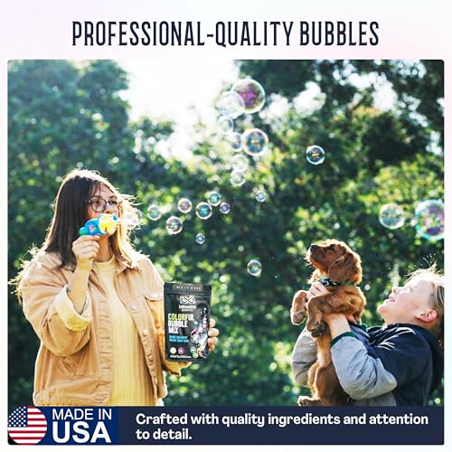 Bubble Machine Powder - Create Fun Bubbles with This Premium Bubble Mix - Works with Bubble Wands, Bubble Machines. Perfect Colorful Bubbles for Kids and Adults. Makes up to 30 Gallons. Made in USA.