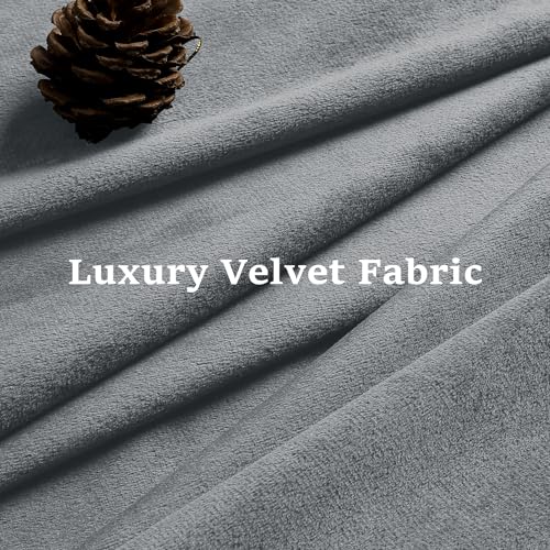 HOMEIDEAS Grey Velvet Blackout Curtains, 52 x 96 Inches Long Heavy Duty Gray Thermal Insulated Grommet Window Drapes for Living Room, Bedroom, 2 Panels - color: Grommet-grey, size: 52"W x 96"L (Pack of 2)