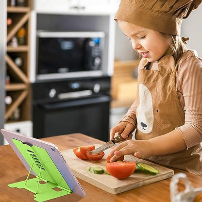 MSDADA Small Desk Book Stand Metal Reading Rest Book Holder Adjustable Cookbook Documents Holder Portable Sturdy Bookstands for Recipes Textbooks Tablet Music Books(Green) - color: Green