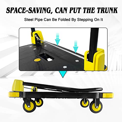 Platform Truck Cart 1000LBS Chinco Star Folding Push Cart Dolly Portable Moving Dolly Cart with 360° Swivel 5'' Wheels Heavy Duty Foldable Flatbed Cart for Hand Moving (35L x24W x40H in) - color: Silver - 35"x24" - 1000 Lbs