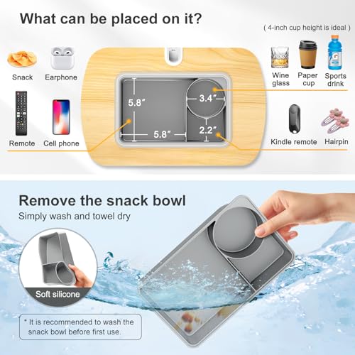 ERGONOV Tablet Pillow Stand with Snack Bowl,iPad Holder for Bed -Birch Gray | Hands-Free Reading and Relaxation on Bed,Couch,Recliner or Your Lap 360° Rotating Clip for 4.7-13" Kindle,eBook,Tablet,iPhone - color: Birch Gray