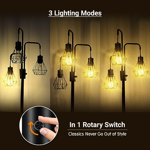 BoostArea Industrial Floor Lamp,Metal Diamond Lampshade,Modern Stand Up Lamp with 3 Light, Bulbs Not Included,Simple Design Floor Lamp for Bedroom, Living Room, Office, Kids Room, Reading - color: Diamond