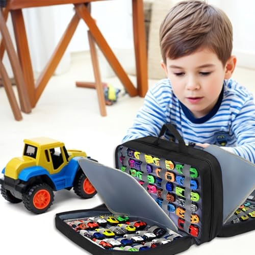 96 Hot Wheels Carrying Case(Black Bag Only) | Matchbox Cars Storage Bag,Carrying Case for Hot Wheels/Matchbox Cars/Mini Toys/Small Dolls/Toy Cars. HotWheel Carrying Bag. - color: Black