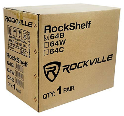 Rockville RockShelf 64B Black 6.5" Home Theater Bookshelf Speakers, Pair | 400W Peak/100W RMS, 4 Ohm, Kevlar Woofer, Silk Dome Tweeter, Wall Mountable, Magnetic Grill, MDF Cabinet - color: Black