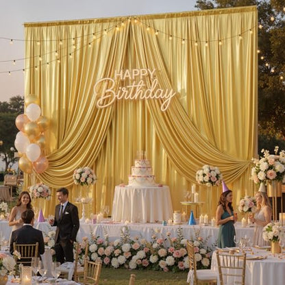 10x15FT Gold Sequin Backdrop Curtain Double Sided | 2 Panels 5ft(W) x 15ft(H) Wrinkle Free Shimmer Back Drop Cloth, Glitter Backdrop Drapes for Photography, Birthday, Wedding - color: Gold, size: W5' x H15'(2 panels)