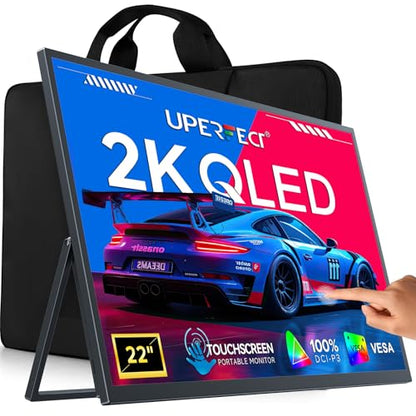 UPERFECT 22" 2K Touchscreen Portable Monitor, 100% DCI-P3 Gaming Monitor | QLED 2560×1440 QHD, HDR, FreeSync, VESA, 180° Adjustable Stand, USB-C & HDMI Touch Display for Laptop, PC & Gaming - size: 22