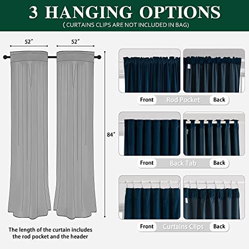 MUMFAS Blackout Velvet Blue Curtains Drapes 84 Inches Long - Super Soft Thermal Curtains Panels for Living Room Bedroom (W52 x L84, Back Tab & Rod Pocket， Navy Blue, 2 Panels) - color: Navy, size: 52"W x 84"L (Pack of 2)
