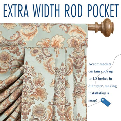 Leeva Royal European Waterfall Valance Curtains - Deluxe Sky Blue Swag with Rope Tassels, 79-Inch Wide Damask Jacquard Valances for Living Room, Rod Pocket Top - color: *Blue, size: 79"W x 45"L (Pack of 1)