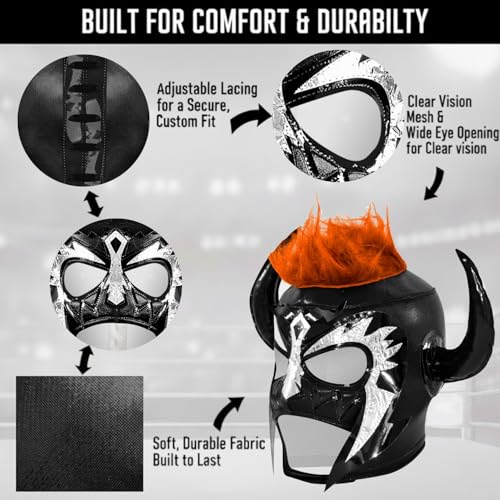 Artisans Bazaar Mexican Custume Wear Masks Luchador Mexicano Wrestling Masks Foamy Material for Men & Women Lucha Libre Adult - style: Psicosis Negro