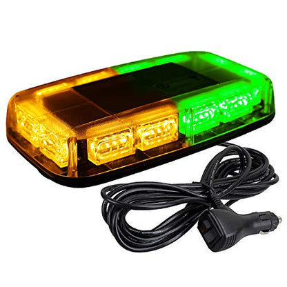 ASPL 48LED Roof Top Strobe Lights, High Visibility Emergency Safety Warning LED Mini Strobe Light bar with Magnetic Base for 12-24V Snow Plow, Trucks, Construction Vehicles (Amber/Green) - color: Amber/Green