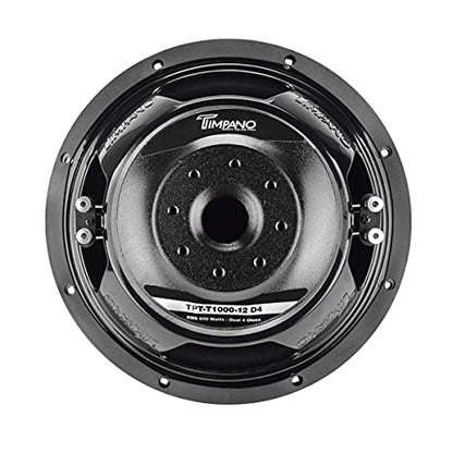 Timpano 12 Inch Subwoofer D4 1200 Watts Max Power Dual 4 Ohm, Subwoofer Car Audio 12 Inch 14 mm Xmax, TPT-T1000-12 D4, 2.4 in Voice Coil, Deep Low Tones Sub Woofer for Car Audio Systems (Single)