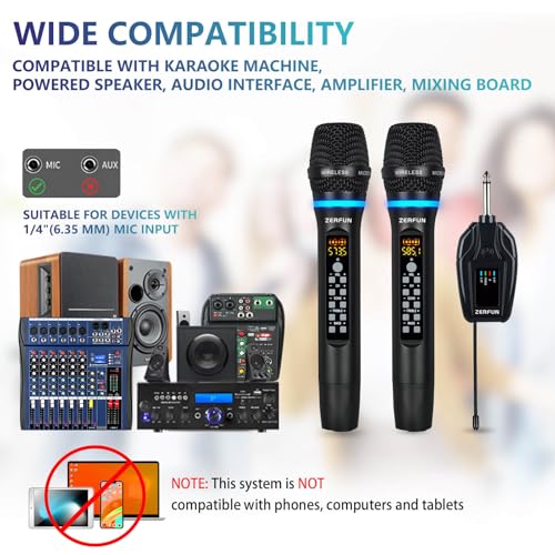 Dual Wireless Microphones Rechargeable, UHF Metal Wireless Mic System Cordless Microphone Professional with Echo Treble BASS VOL Channel Control for Karaoke Singing Church Events - style: WM-2 A
