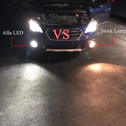Alla Lighting 2800lm H8 H11 LED Fog Lights Bulbs, 6500K Xenon White H16 Replacement Xtreme Super Bright COB-72 SMD Cars Trucks - color: 6500K Xenon White