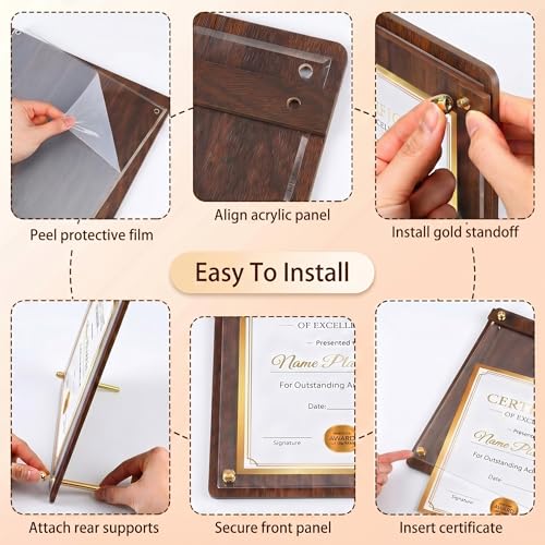 Wood Sign Holder 5 x 7 with Dual-Orientation Design, Tabletop Display | 1 Pack, Clear Acrylic Panel, Stable Metal Kickstand, Tool-Free Assembly, Indoor & Outdoor - size: 5x7, 1 Pack