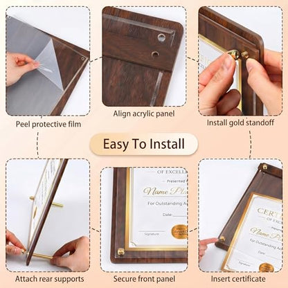 Wood Sign Holder 5 x 7 with Dual-Orientation Design, Tabletop Display | 1 Pack, Clear Acrylic Panel, Stable Metal Kickstand, Tool-Free Assembly, Indoor & Outdoor - size: 5x7, 1 Pack