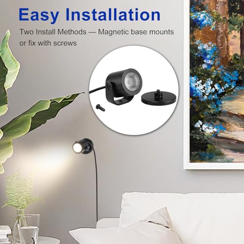 LED Spotlight Indoor 2W USB Powered 360 Degree Rotating Mini Display Accent Light for Pictures Paintings Plants Shelves Cabinet Showcase, 3 Pack Cool White 4000K - color: Neutral White