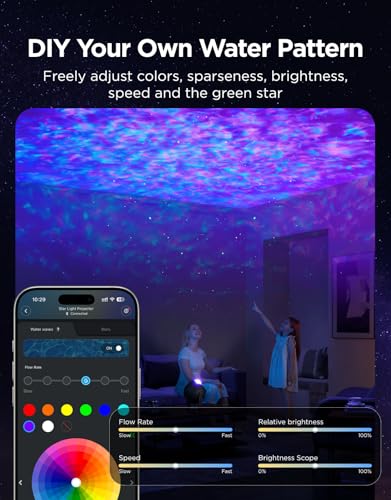 Govee Star Light Projector with Ocean Wave Ripple Effects | Works with Matter and Alexa, 40+ Scene Modes, 18 White Noise Options, LED Night Light Projector for Bedroom, Without Plug - style: Ocean Wave