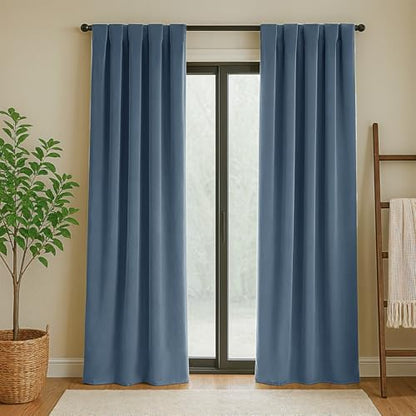 Velvet Curtains 84 Inches Long, Thermal Insulated Blue Blackout Curtains for Living Room Bedroom Curtain Set Rod Pocket Back Tab Room Darkening Drapes, 2 Panel Blue - color: 07-blue (Velvet ), size: 52"W x 84"L (Pack of 2)
