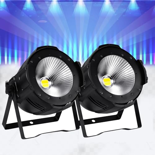 Ridgeyard Spotlight COB 200W Stage Light Par Lights Party Warm & Cold White Professional DMX Spotlights Portable Metal Housing Strobe Light Bright for Church, Concert, Theater, Photostudio - 2Pack