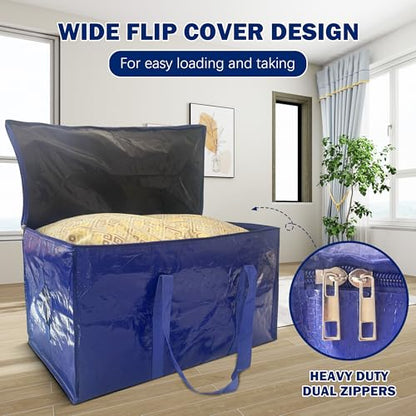 8 Pack Extra Heavy Duty Large Moving Bags with Strong Zipper & Carrying Handles, Sturdy Clothes Storage Bags Totes Bins, Packing Bag Move Boxes College Moving Supplies, Dark Blue - 24 gal - size: 24 gal-Dark Blue