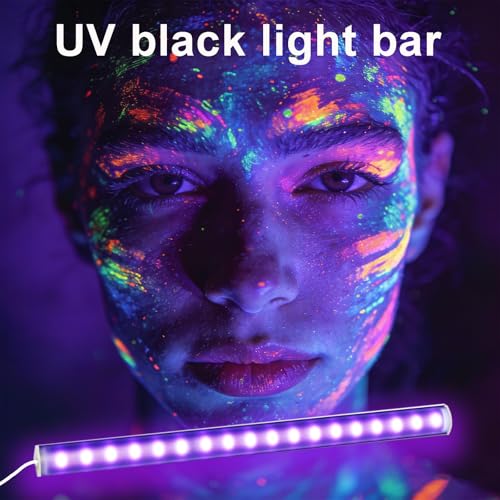 2 Pack UV Black Light Bar, USB Powered Ultraviolet Light Bar for Body Paint Glow Party, Fluorescent Posters, UV Resin Curing & Pet Urine Detector