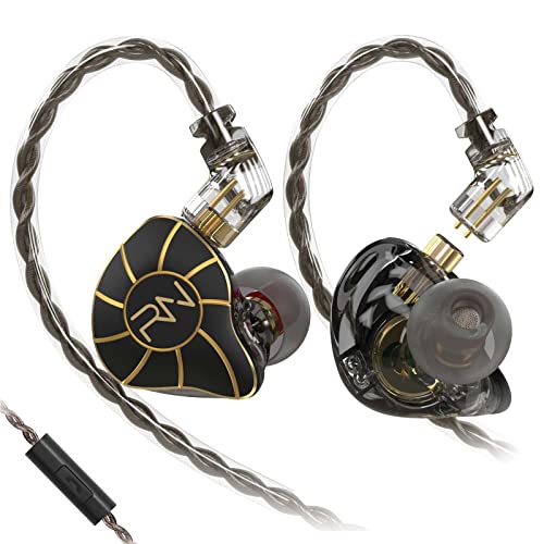 RevoNext HiFi IEM Earbuds with Microphone, 4BA+1DD Hybrid Driver Wired Earbuds, in Ear Monitor Headphones with Detachable Cable, Noise Isolating Earphones for Musicians, Gaming, Studio - color: Black