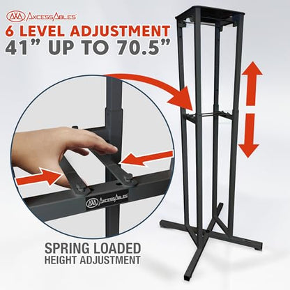 AxcessAble Two (2) Moving Head Light Black Stands with White/Black Scrims, Portable DJ Lighting Stands with Carrying Bag and EVA Pads – Adjustable Height Up to 70.5" (2-Stand Pack) - color: Black Stand