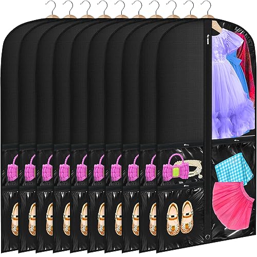 Windyun 10 Pack Garment Bags Costumes Kids 40", Black - color: Black