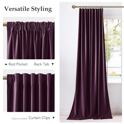 NICETOWN Dark Purple Heavy Velvet Pleat Curtains 84 inch Long 2 Panels - color: Dark Purple, size: 52"W x 84"L (Pack of 2)