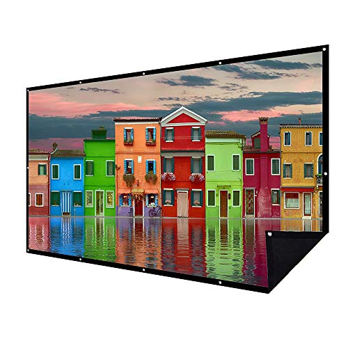 NIERBO 150 inch 16:9 Double Layer Projection Screen, Polyester Material, 1.5 Gain, Front Projection, Portable Indoor/Outdoor Movie Screen with Easy Installation Kit - size: 150 inch