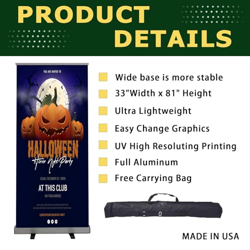 Retractable Roll up 33.5''x 81'' Customized Banner Sign Pull up Roll up Portable Personalized Display Banner for Business and Trade Shows Advertising and Promotion（Without Base and Stand） - color: Only Banner