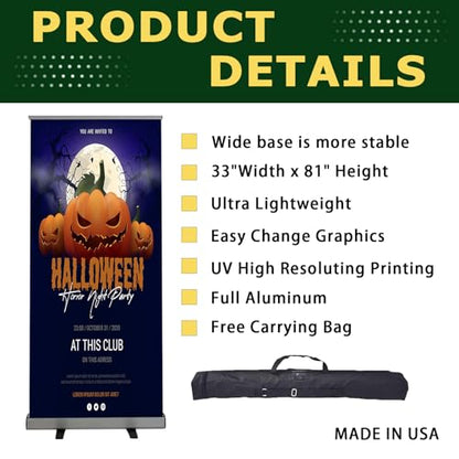 Retractable Roll up 33.5''x 81'' Customized Banner Sign Pull up Roll up Portable Personalized Display Banner for Business and Trade Shows Advertising and Promotion（Without Base and Stand） - color: Only Banner
