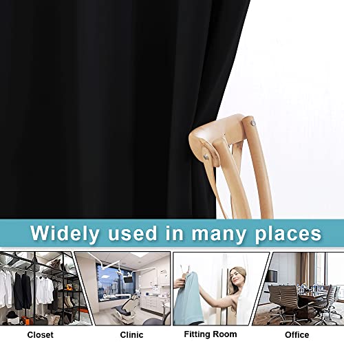 RYB HOME Extra Wide Curtains for Bedroom Closet Office Living Room Divider - color: Black, size: 120"W x 90"L (Pack of 1)