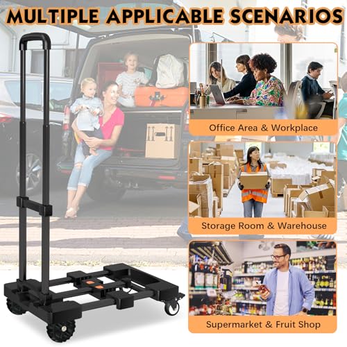 Folding Hand Truck Dolly Cart 500lbs for Travel/Home Use - color: Black