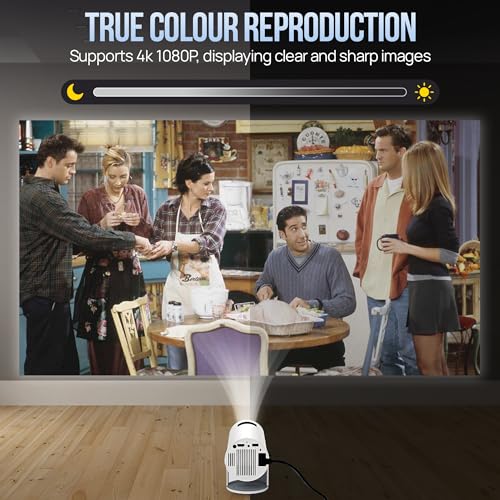 Upgraded Projector with WiFI 6 and Bluetooth Mini Portable Smart Video Theater 4K HD 1080P Outdoor Screen Movie Home TV Monitor PC Games 180° Rotatable Compatible for Laptop Tablet Computer