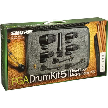 Shure PG ALTA 5-Piece Drum Microphone Kit for Performing and Recording Drummers - Includes Mics, Mounts and Cables with Options for Kick Drum, Snare and Tom (PGADRUMKIT5) | 5-piece microphone kit with XLR cables and drum mounts for live performance, studi