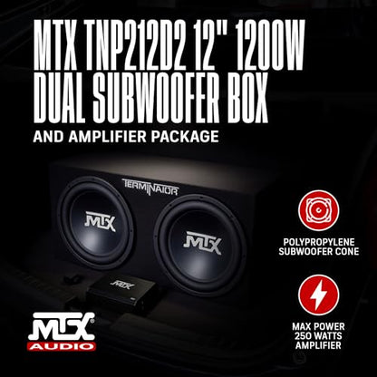 MTX 12" 1200W Dual Loaded Car Subwoofer Audio with Sub Box and Amplifier, TNP212D2 - style: Dual 12" Subwoofer Enclosure + Amplifier Subwoofer