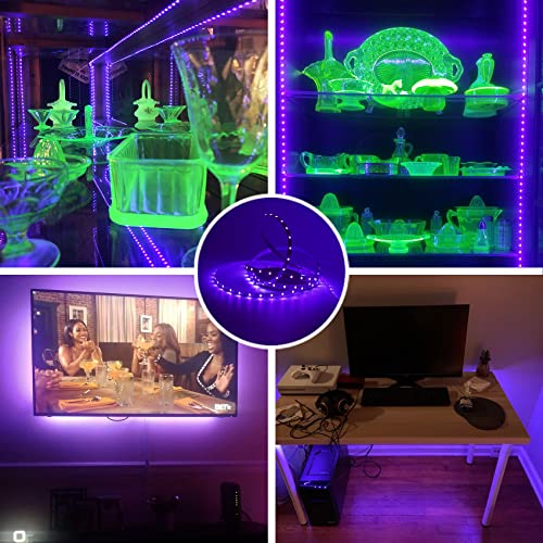 6.6FT/2M LED Black Light Strip - 120 Units LED UV Wick 395-400nm, USB DC 5V Flexible Blacklight Fixtures, 10W Blacklight Strip for Indoor Decor, Glow Poster, Bedroom, Playroom, Halloween, Dark Party