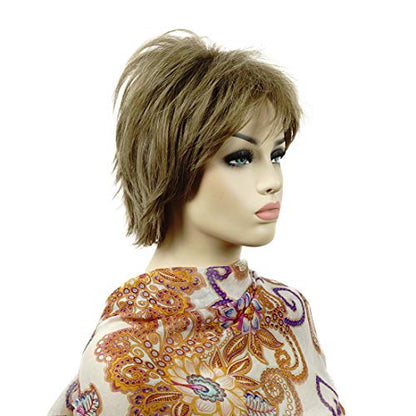 Lydell Short Layered Shaggy Full Synthetic Wig in Light Golden Brown with Wavy Curly Style - color: 14 Light Golden Brown